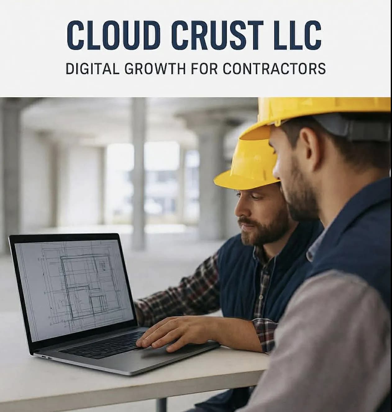 Professional contractors reviewing blueprints